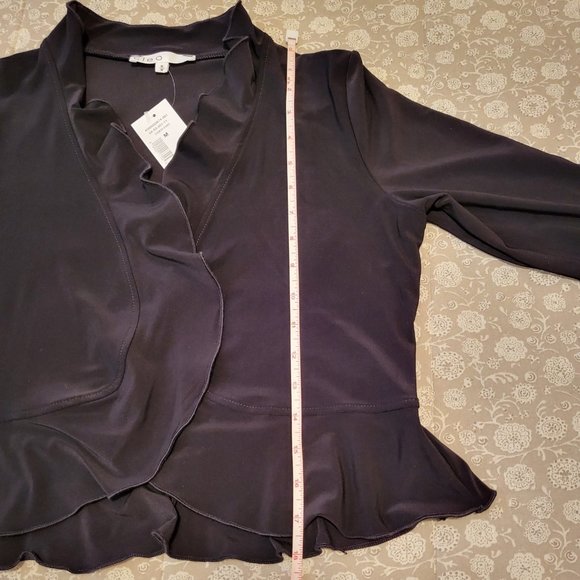 NEW cleo Black Ruffle-Sleeve Open Shrug, M - Picture 5 of 9